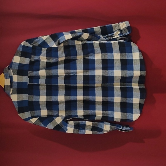 Plaid Flannel Shirt Jacket VTG JACHS 00s Blue Buffalo Shadow Plaid - Large - Picture 4 of 9
